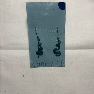 Handmade mini clay snake dangling earrings